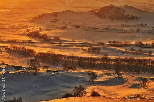 中国内蒙古乌兰布统草原冬季风光