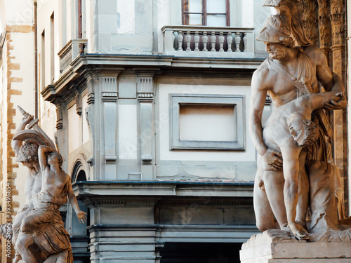 Menelaus supporting the body of Patroclus, in the Loggia dei Lanzi, Florence, Italy. photo