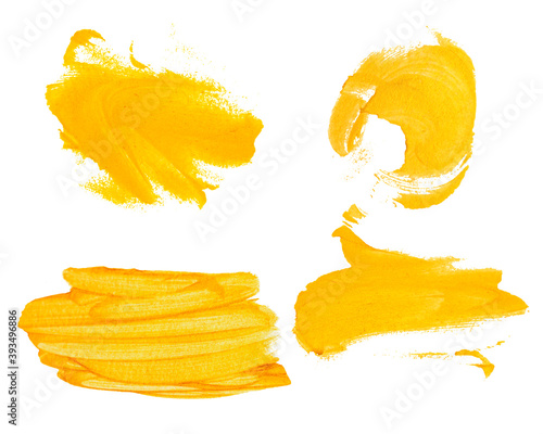 Yellow paint spot. A yellow smear of paint. Gold paint stroke