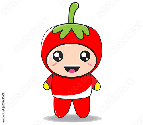 mascot fruit tomato illustration in flat design