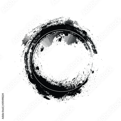 Circle Brush Stroke Border Frame . Grunge Element for your Design .