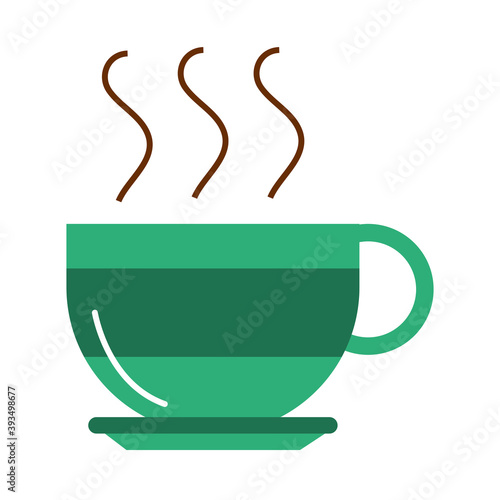 green coffee cup hot beverage cartoon flat icon