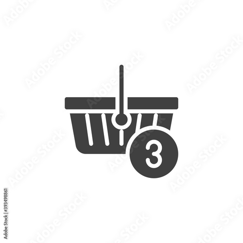 Order contains three item vector icon. filled flat sign for mobile concept and web design. 3 item in shopping basket glyph icon. Symbol, logo illustration. Vector graphics