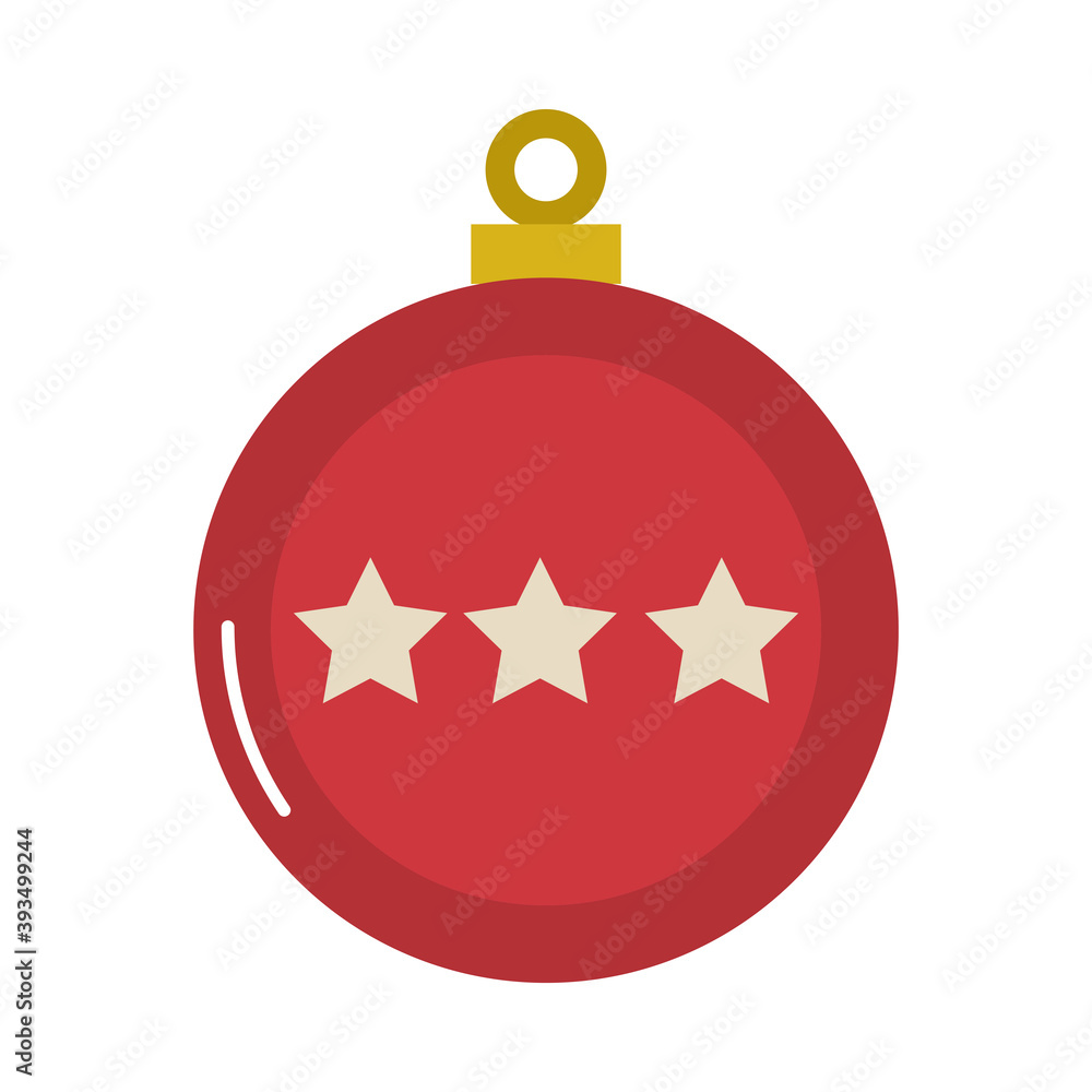 Obraz premium merry christmas, red ball with stars decoration cartoon flat icon
