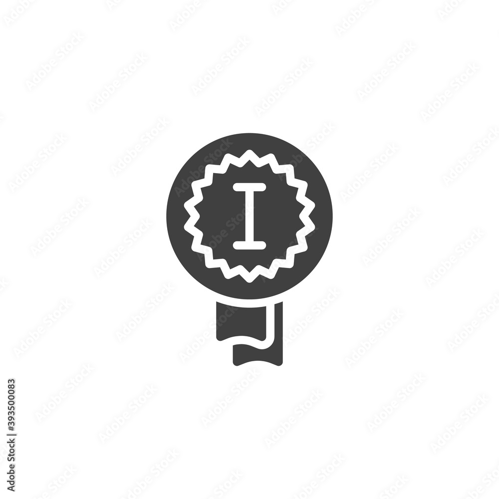 First medal award vector icon. filled flat sign for mobile concept and web design. Champion medal glyph icon. Symbol, logo illustration. Vector graphics First medal award vector icon. filled flat sign for mobile concept and web design. Champion medal glyph icon. Symbol, logo illustration. Vector graphics