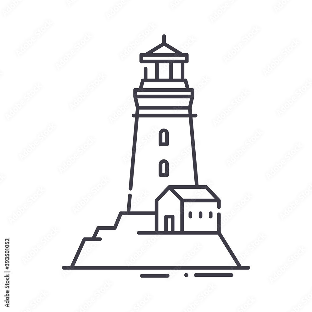 Lighthouse building icon, linear isolated illustration, thin line vector, web design sign, outline concept symbol with editable stroke on white background. Lighthouse building icon, linear isolated illustration, thin line vector, web design sign, outline concept symbol with editable stroke on white background.