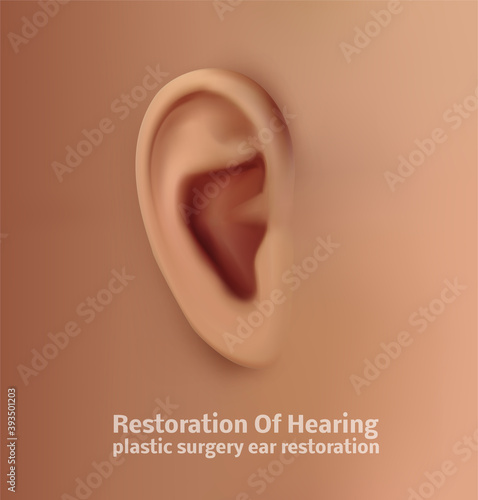 vector human ear. hearing treatment, plastic surgery, implantation