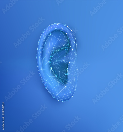 vector human ear. hearing treatment, plastic surgery, implantation