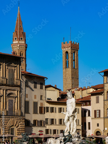 Statue of Neptune by Bartolomeo Ammannati 1565, in the Piazza della Signoria, Florence, Italy photo