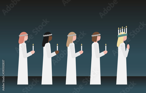 Celebrating Lucia is a swedish tradition the 13th of December, vector illustration.