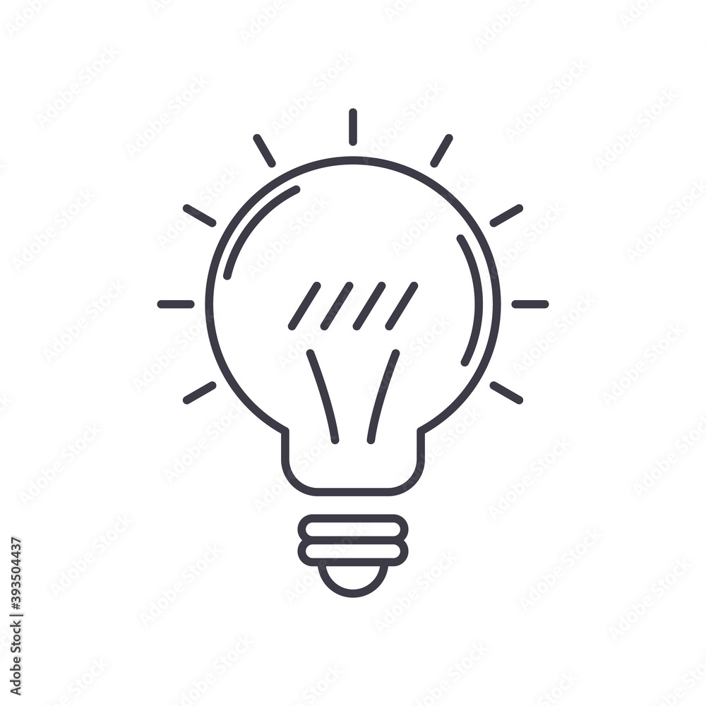 Light bulb idea icon, linear isolated illustration, thin line vector, web design sign, outline concept symbol with editable stroke on white background. Light bulb idea icon, linear isolated illustration, thin line vector, web design sign, outline concept symbol with editable stroke on white background.