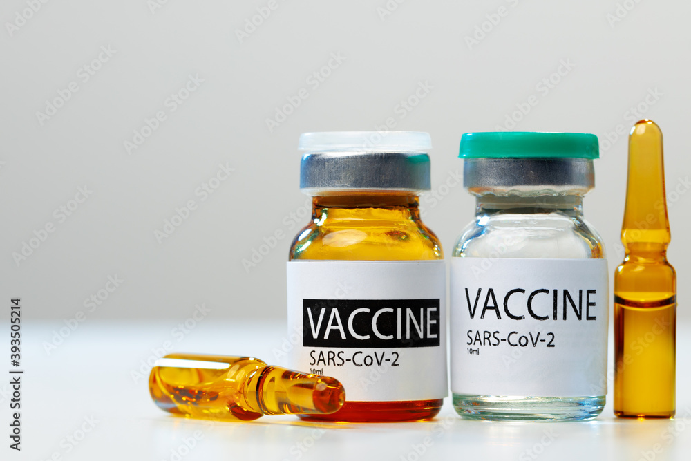 Close up photo of Vaccine Sars-cov-2 vial Close up photo of Vaccine Sars-cov-2 vial