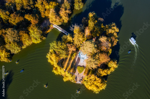 Uman Sofievka autumn park from the air photo