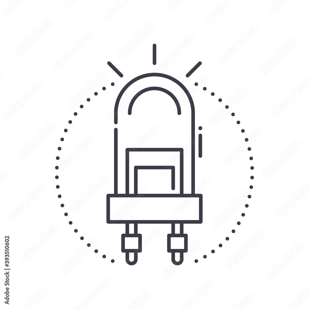 Led icon, linear isolated illustration, thin line vector, web design sign, outline concept symbol with editable stroke on white background. Led icon, linear isolated illustration, thin line vector, web design sign, outline concept symbol with editable stroke on white background.