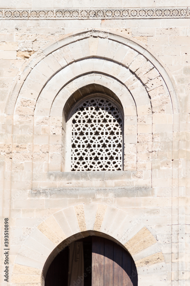 Architectural detail of Palermo, Sicily, Italy. A window in arab - norman style