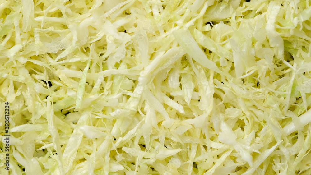 chopped white cabbage top view