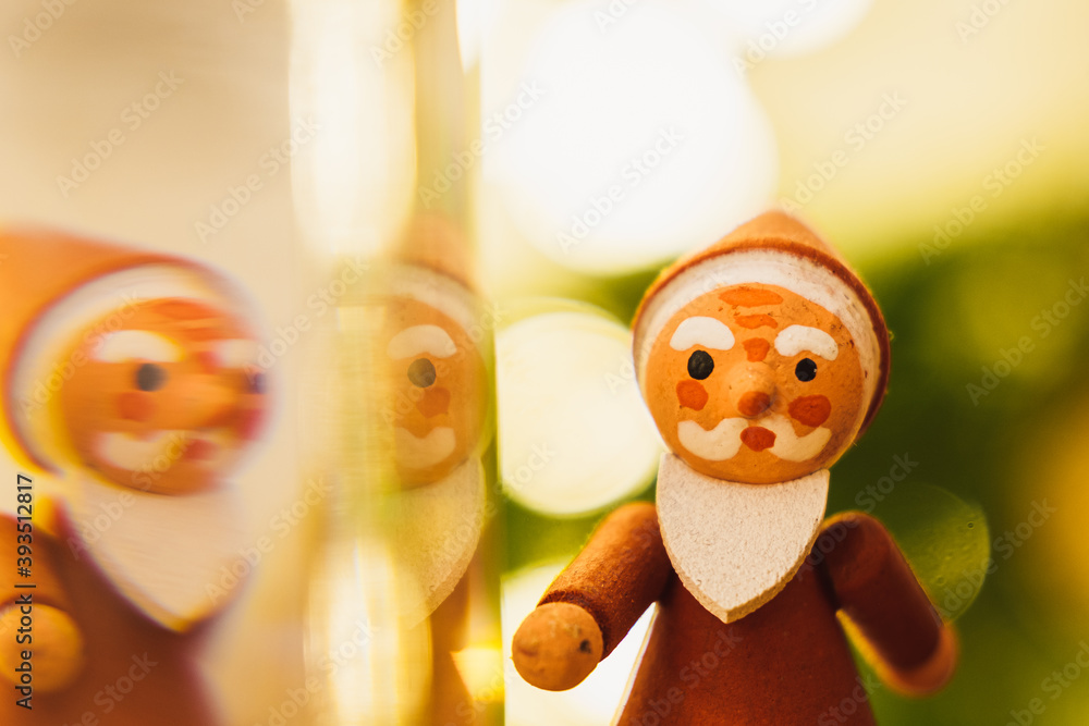 small wooden santa claus closeup