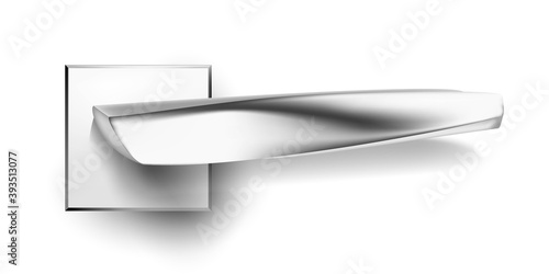 Door handle isolated on white background. Realistic chrome doorknob for home, hotel or office. Decorative silver security element vector illustration. Modern design, metal object for safety