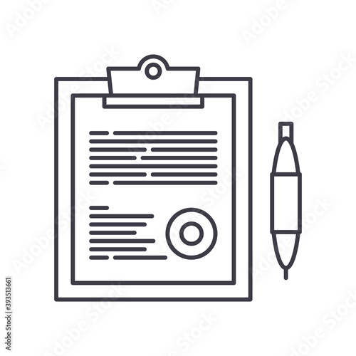 Lease contract icon, linear isolated illustration, thin line vector, web design sign, outline concept symbol with editable stroke on white background.