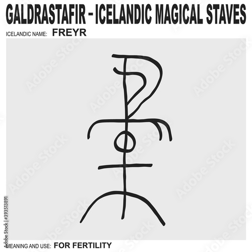 vector icon with ancient Icelandic magical staves Freyr. Symbol means and is used for fertility 