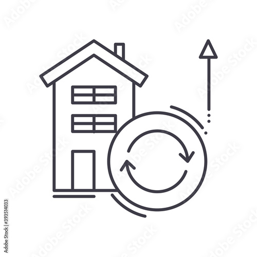Lease renewal icon, linear isolated illustration, thin line vector, web design sign, outline concept symbol with editable stroke on white background.