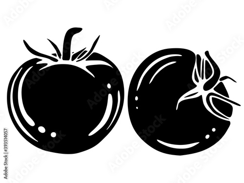 Tomatoes. black and white drawing. vector graphics in simple style. silhouette of vegetables