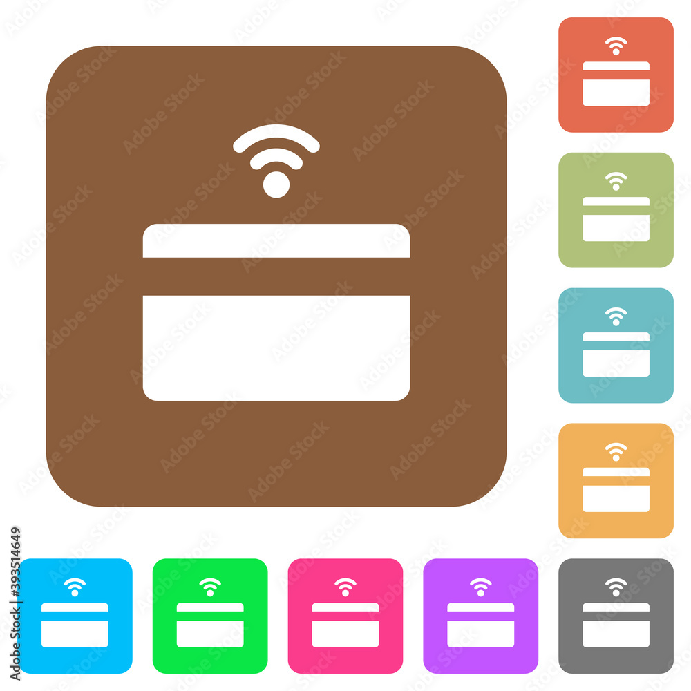 Contactless credit card rounded square flat icons