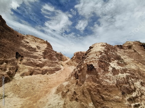 Sand dunes landscape with sky