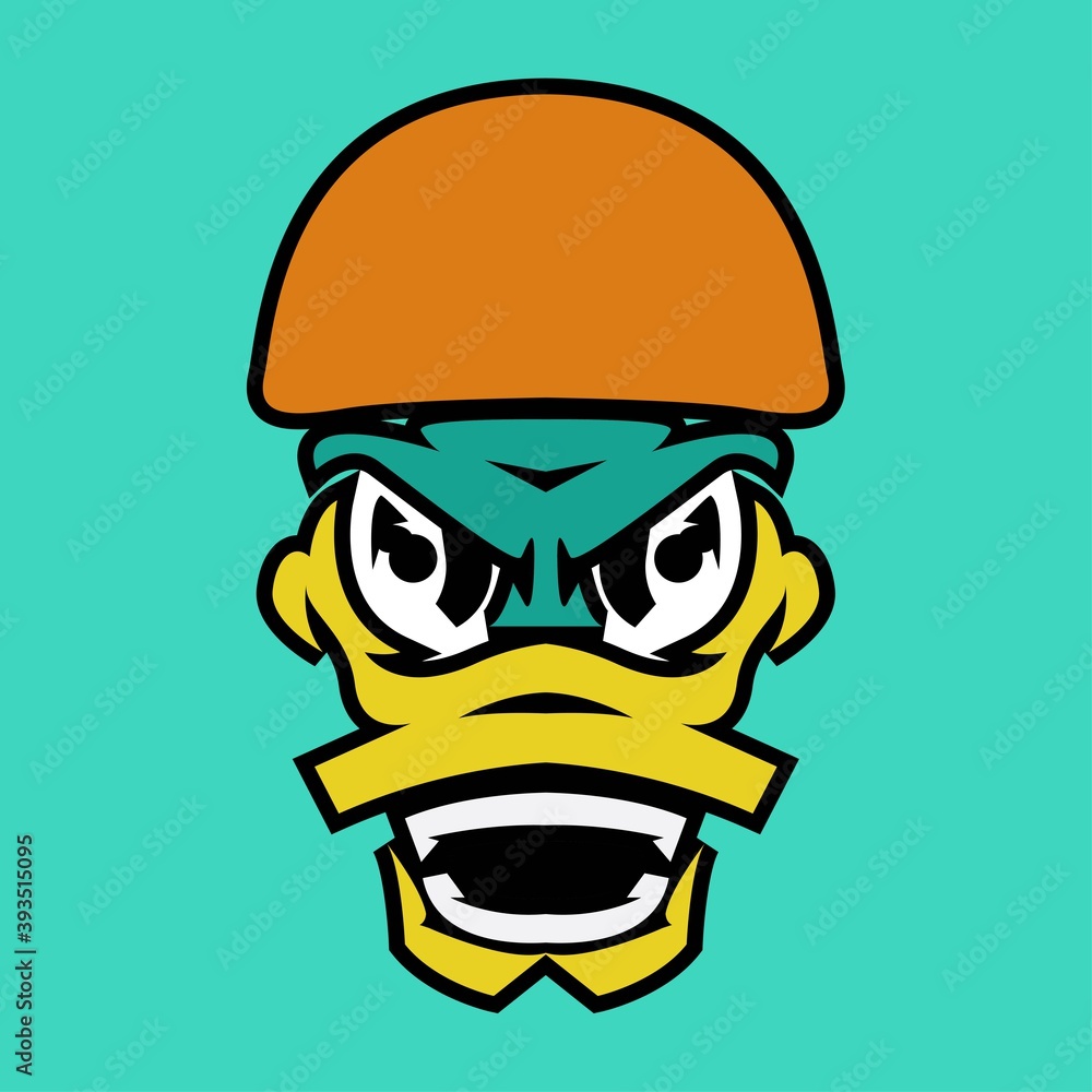 Angry angry duck head cartoon logo template esport