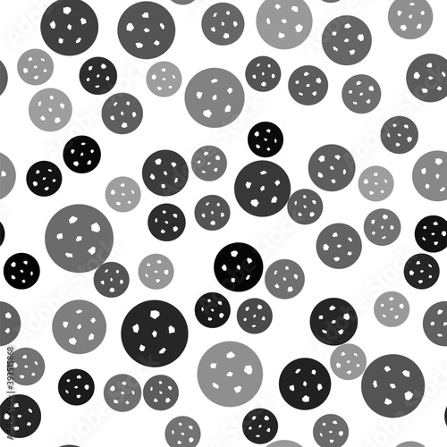 Black Cookie or biscuit with chocolate icon isolated seamless pattern on white background. Vector Illustration.