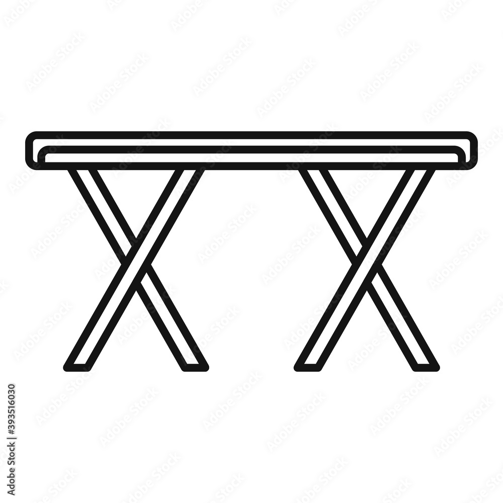 Folding metal table icon. Outline folding metal table vector icon for web design isolated on white background Folding metal table icon. Outline folding metal table vector icon for web design isolated on white background