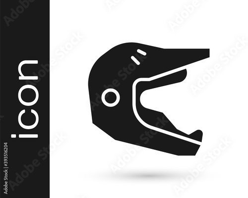 Grey Motocross motorcycle helmet icon isolated on white background. Vector Illustration.