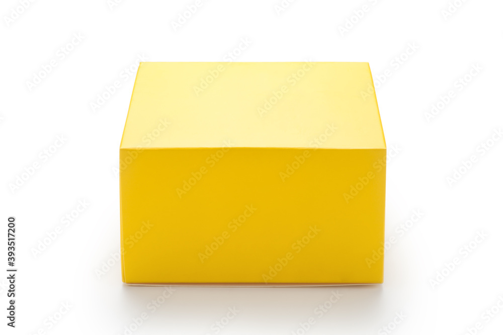Yellow paper box isolated on white background Yellow paper box isolated on white background