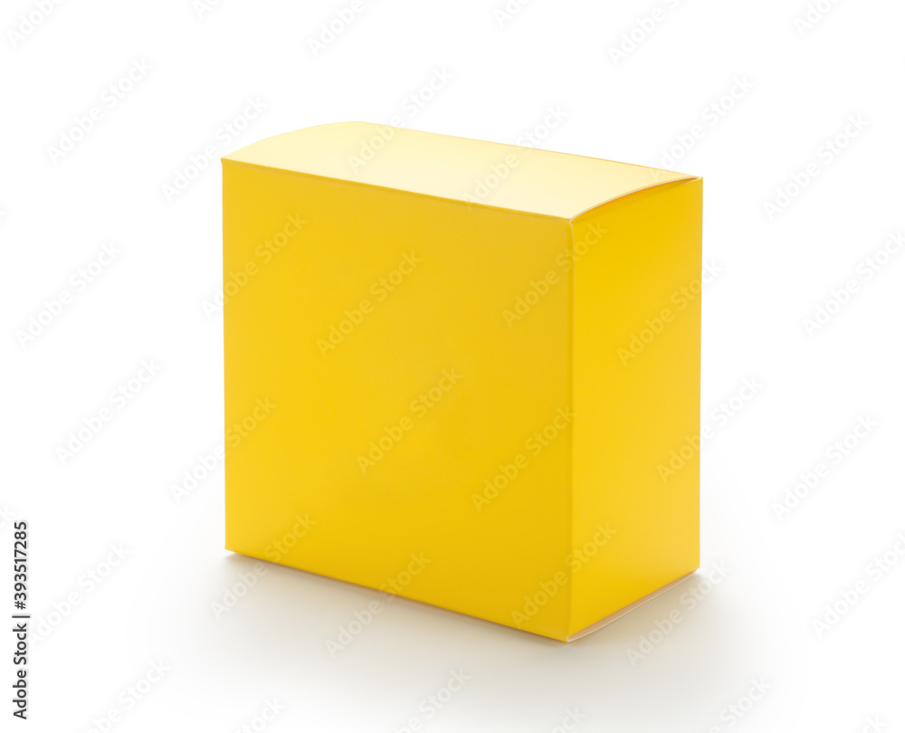Fototapeta premium Yellow paper box isolated on white background