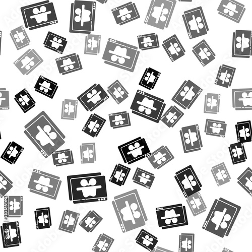 Black Browser incognito window icon isolated seamless pattern on white background. Vector.
