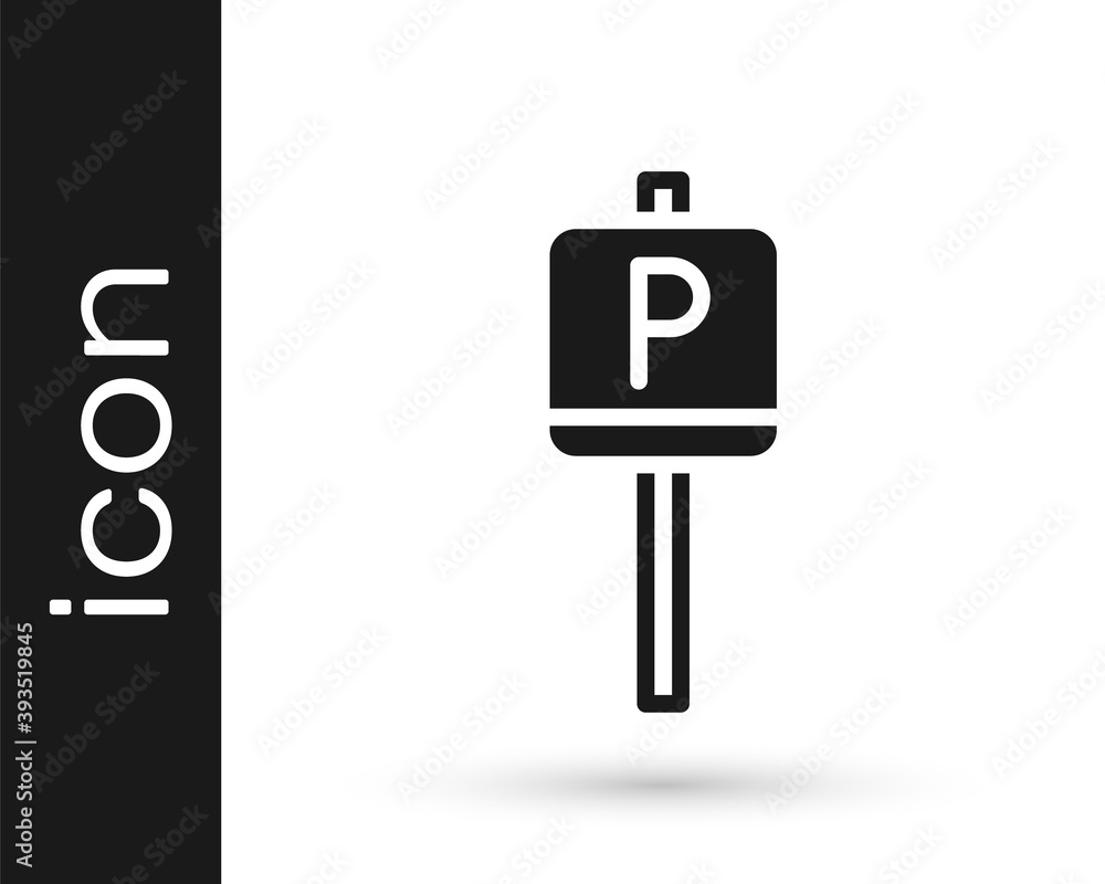 Black Parking icon isolated on white background. Street road sign. Vector. Black Parking icon isolated on white background. Street road sign. Vector.