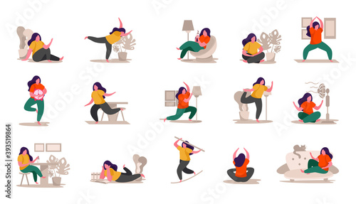 Self Care Concept Flat Recolor Icon Set