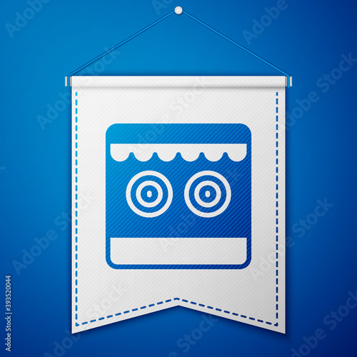 Blue Shooting gallery icon isolated on blue background. White pennant template. Vector.