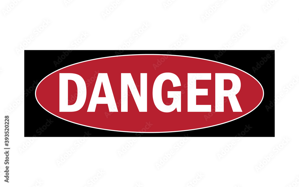 Signal word DANGER. Vector illustration of white text DANGER on red circle. Danger statement sign isolated on background. Indicator of hazardous situation. Precautionary symbol. Signal word DANGER. Vector illustration of white text DANGER on red circle. Danger statement sign isolated on background. Indicator of hazardous situation. Precautionary symbol.