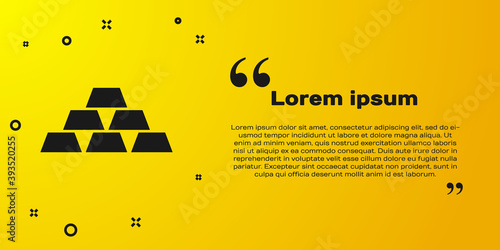Black Gold bars icon isolated on yellow background. Banking business concept. Vector.