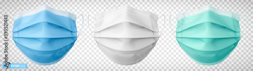 Masques chirurgicaux vectoriels sur fond transparent
