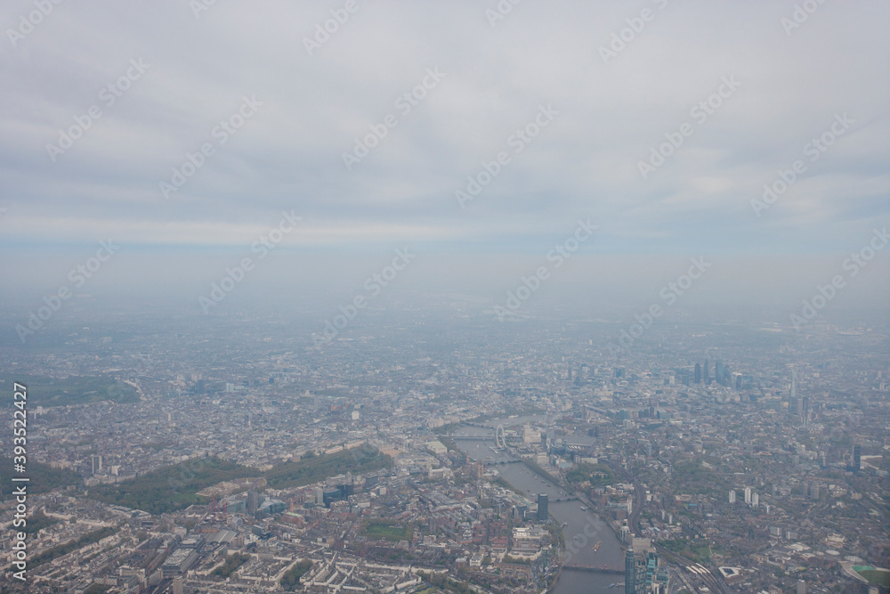 View of cityscape and River Thames; London; UK
