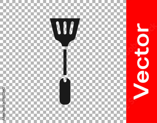 Black Fly swatter icon isolated on transparent background. Vector.