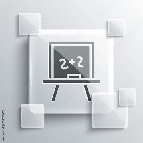 Grey Chalkboard icon isolated on grey background. School Blackboard sign. Square glass panels. Vector.