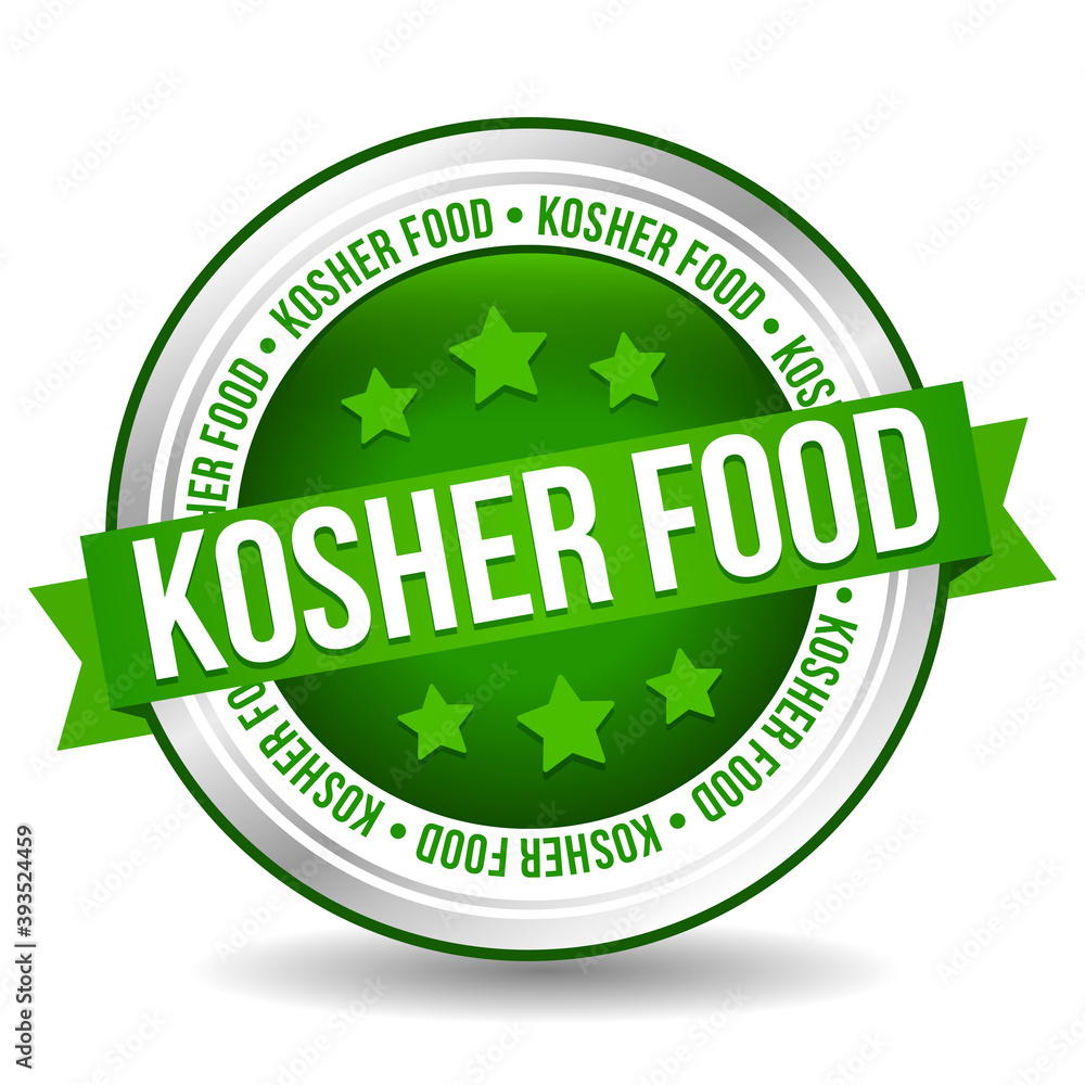 Kosher food Badge - Online Button - Banner with Ribbon. Kosher food Badge - Online Button - Banner with Ribbon.