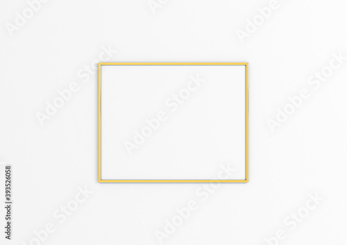 Horizontal 8x10 Gold Frame Mockup. Horizontal Gold Frame on a white wall.