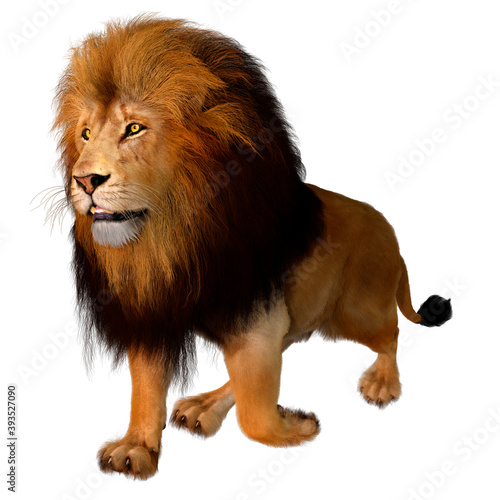 Fototapeta Naklejka Na Ścianę i Meble -  3D Rendering Male Lion on White