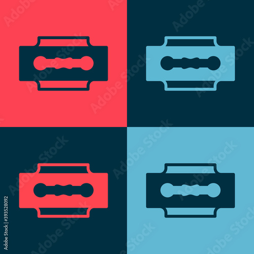 Pop art Blade razor icon isolated on color background. Vector.