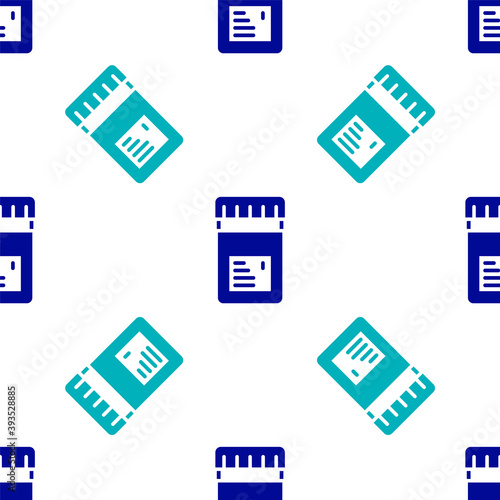 Blue Biologically active additives icon isolated seamless pattern on white background. Vector.