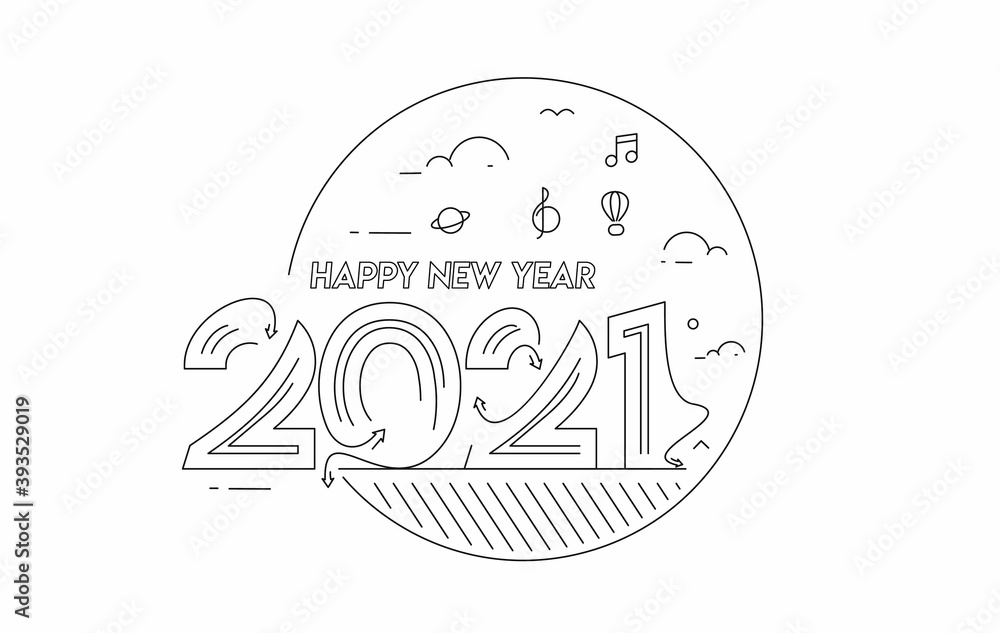 Happy New Year 2021 Text Typography Design Patter, Vector illustration. Happy New Year 2021 Text Typography Design Patter, Vector illustration.